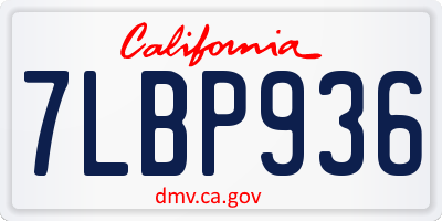 CA license plate 7LBP936