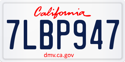 CA license plate 7LBP947