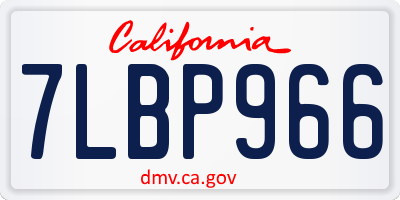 CA license plate 7LBP966