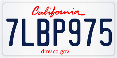 CA license plate 7LBP975