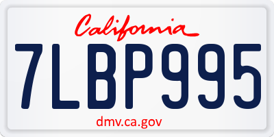 CA license plate 7LBP995