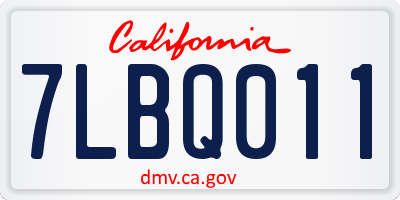 CA license plate 7LBQ011