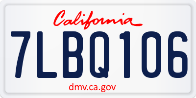 CA license plate 7LBQ106