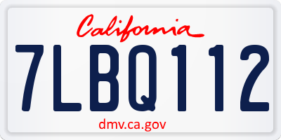 CA license plate 7LBQ112