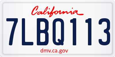 CA license plate 7LBQ113