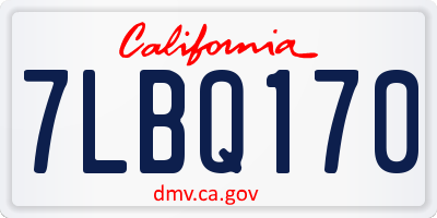 CA license plate 7LBQ170