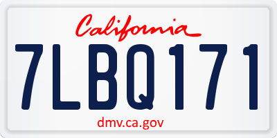 CA license plate 7LBQ171