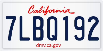 CA license plate 7LBQ192