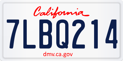 CA license plate 7LBQ214