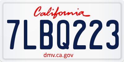 CA license plate 7LBQ223