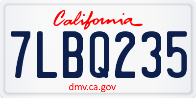 CA license plate 7LBQ235