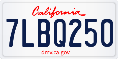 CA license plate 7LBQ250