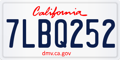 CA license plate 7LBQ252
