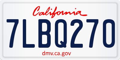 CA license plate 7LBQ270