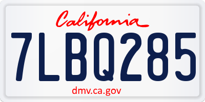 CA license plate 7LBQ285