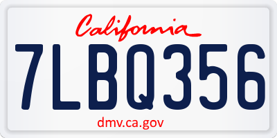 CA license plate 7LBQ356
