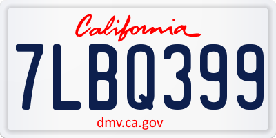 CA license plate 7LBQ399