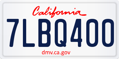 CA license plate 7LBQ400