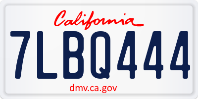 CA license plate 7LBQ444
