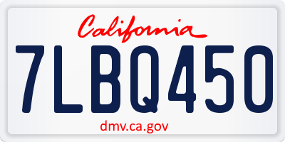 CA license plate 7LBQ450