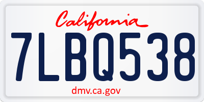 CA license plate 7LBQ538