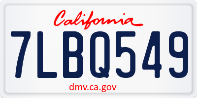 CA license plate 7LBQ549