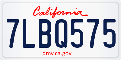 CA license plate 7LBQ575