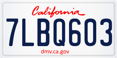 CA license plate 7LBQ603