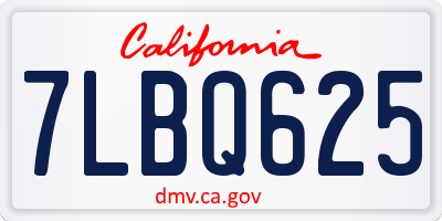 CA license plate 7LBQ625