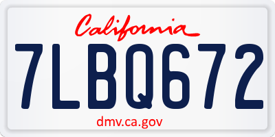 CA license plate 7LBQ672