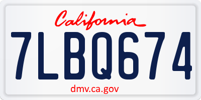 CA license plate 7LBQ674