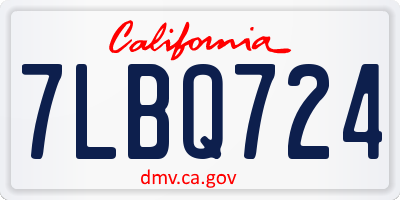 CA license plate 7LBQ724