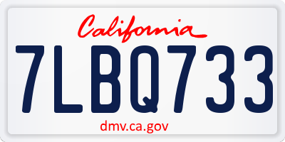 CA license plate 7LBQ733