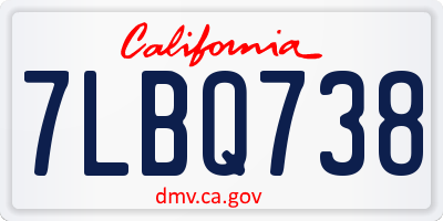 CA license plate 7LBQ738