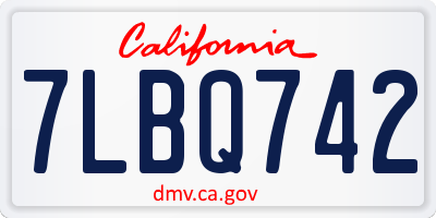 CA license plate 7LBQ742