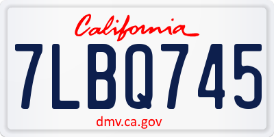CA license plate 7LBQ745