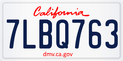 CA license plate 7LBQ763