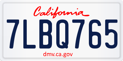 CA license plate 7LBQ765