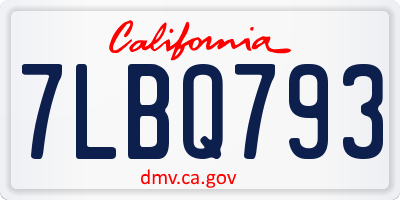 CA license plate 7LBQ793