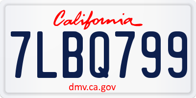 CA license plate 7LBQ799