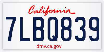 CA license plate 7LBQ839