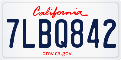 CA license plate 7LBQ842