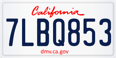 CA license plate 7LBQ853