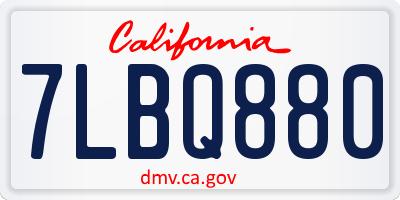 CA license plate 7LBQ880