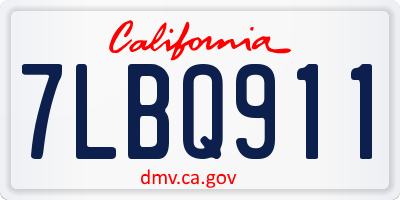 CA license plate 7LBQ911