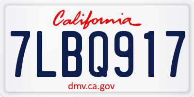 CA license plate 7LBQ917