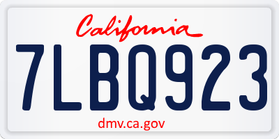CA license plate 7LBQ923