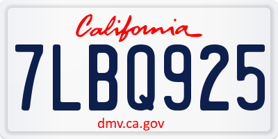 CA license plate 7LBQ925