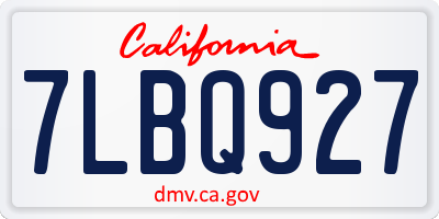 CA license plate 7LBQ927
