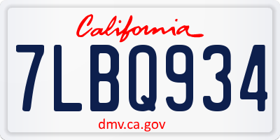 CA license plate 7LBQ934